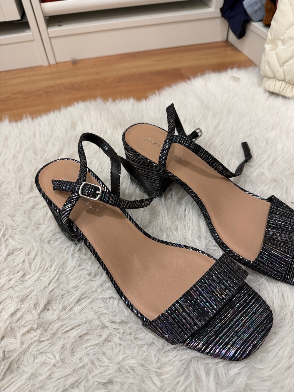 Rainbow Sparkly Chunky Low Heel